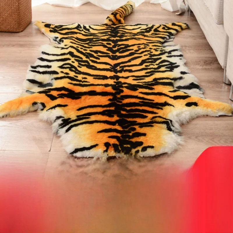 

Ковер из кожи тигра, диван, коврик для стула, гостиная, кровать, европейский Sle, полосатый узор, шерстяной кожаный интегрированный напольный коврик