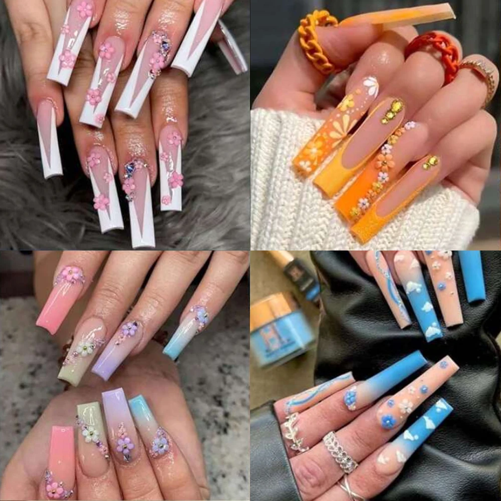 أجزاء أظافر أكريليك ثلاثية الأبعاد ، حبات فولاذية مختلطة ، جواهر ساحرة ، مستلزمات كاواي ، ملحقات مانيكير ، أظافر لكل عبوة