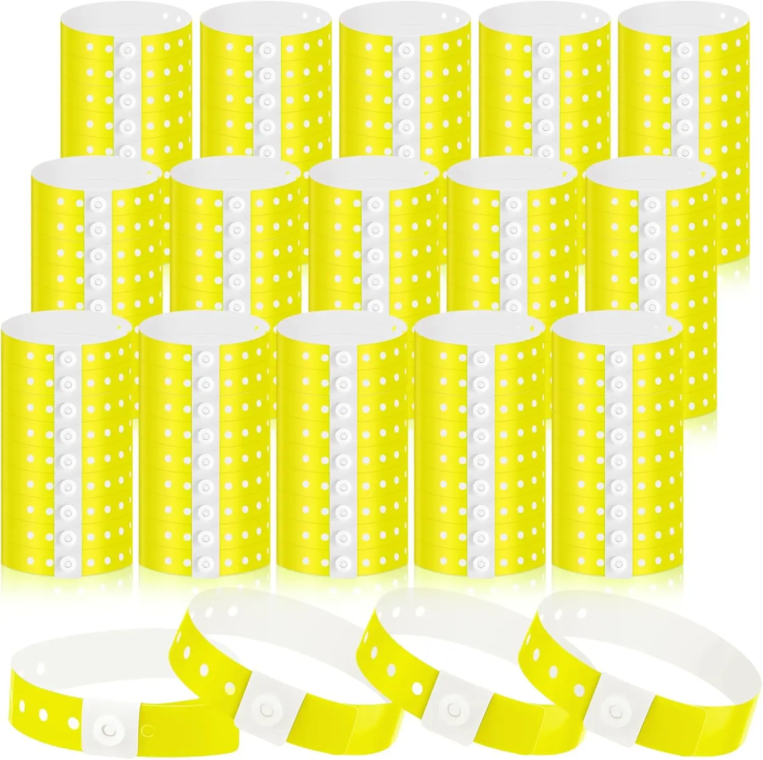 

300 Pcs Yellow Vinyl Wristbands for Events, Concerts & Carnivals - Plastic Bracelet Arm Bands