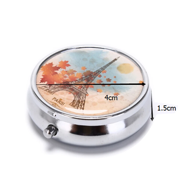 1PCS Portable Metal Folding Pill Case Medicine Round Flower Pill Box Cute Makeup Storage Container Tablet Container Medicine Box