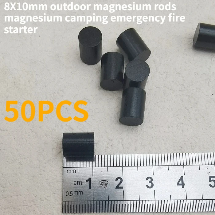 

50PCS 8*10mm Camping Fire Starter Outdoor Magnesium Rod Fire Starter Portable Emergency Survival EDC Tool for Hiking