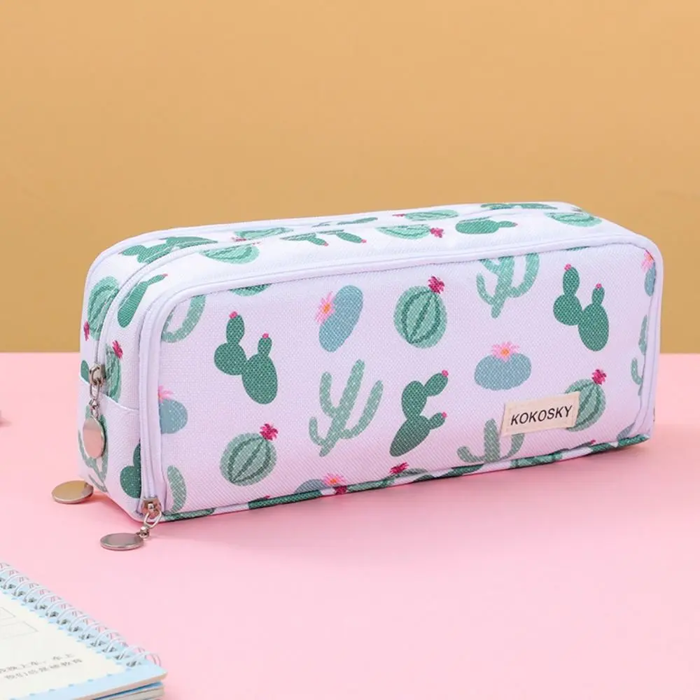 Portable Large Storage Pencil Bag Zipper 3 Compartment Pen Case Cute Creative Pencil Pouch Office