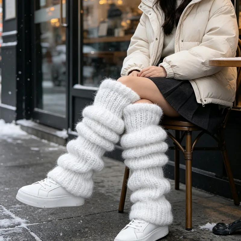 1/2/4Pairs Chunky Slouchy Socks Oversized Thigh High Knit for Women Daily Outfit Streetwear Y2K Aesthetic Casual Chic