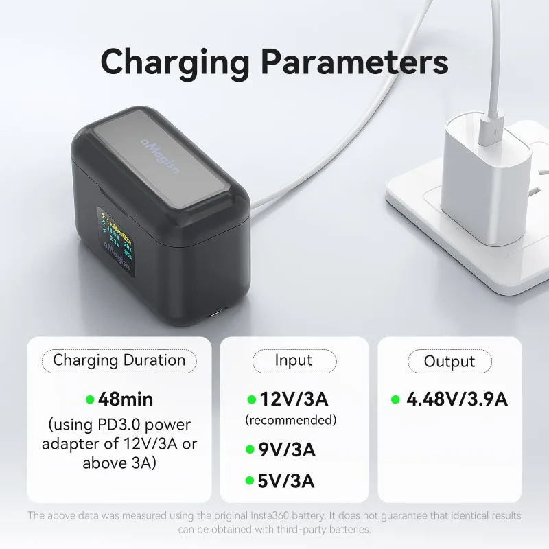 aMagisn Battery Fast Charging Case for Insta360 X5 with Screen Display Smart Charging Storage for Action Cameras Accessory