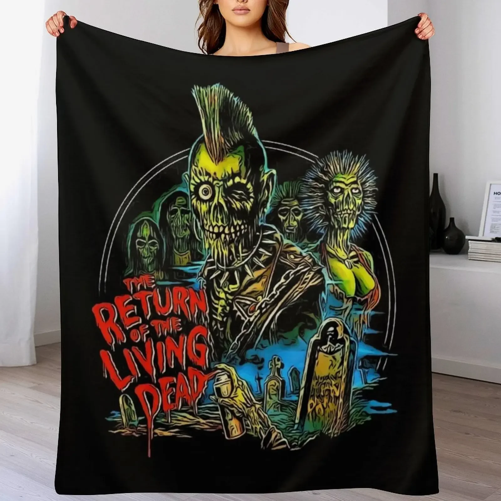 

Return of the Living Dead Tarman Poster Art Throw Blanket Machine Washable Soft Warm Blanket