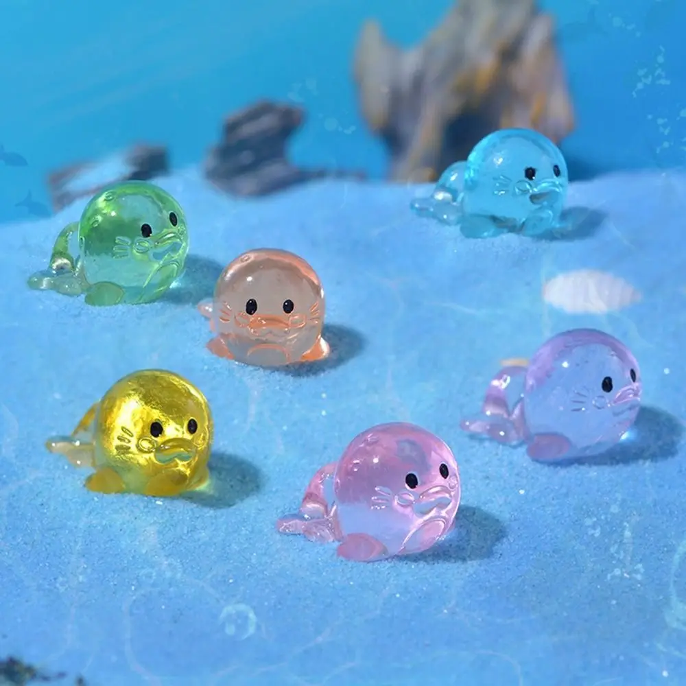 Cartoon Sea Lion Ornaments 3D Resin Craft Sea Animal Model Micro Landscape Mini Sea Lion Ornaments Fish Tank Accessories