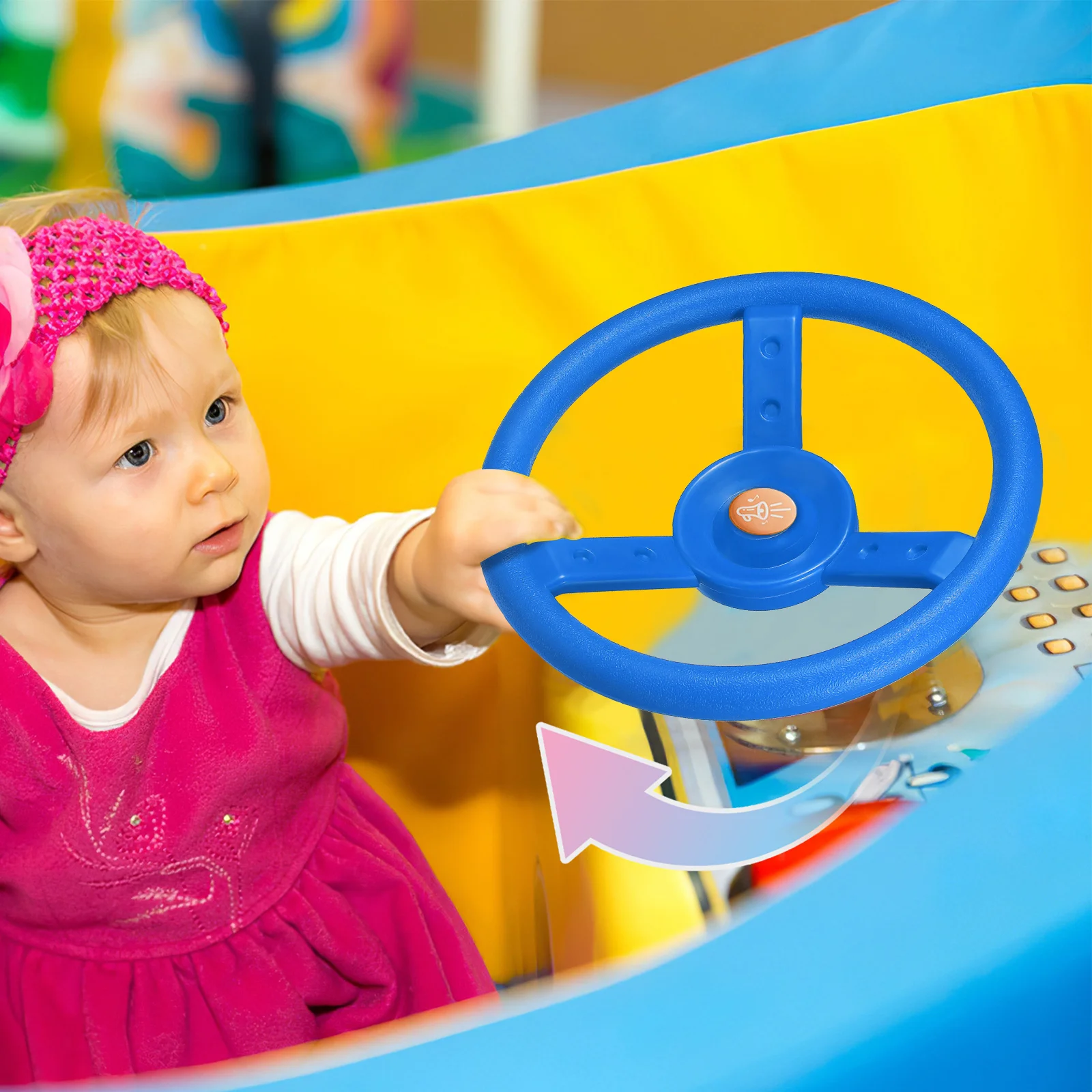 

2 Pcs Plastic Steering Wheel Bright Colors Sturdy PE Comfortable Installation Pretend Play Driving Simulator Toys