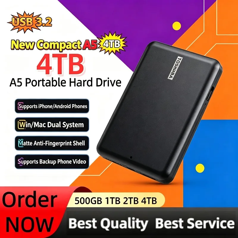 New Genuine A5 Portable External Hard Disks 4TB/1TB/2TB Canvio Basics USB 3.2 External Data Storage Capacity for PS5 Notebooks.