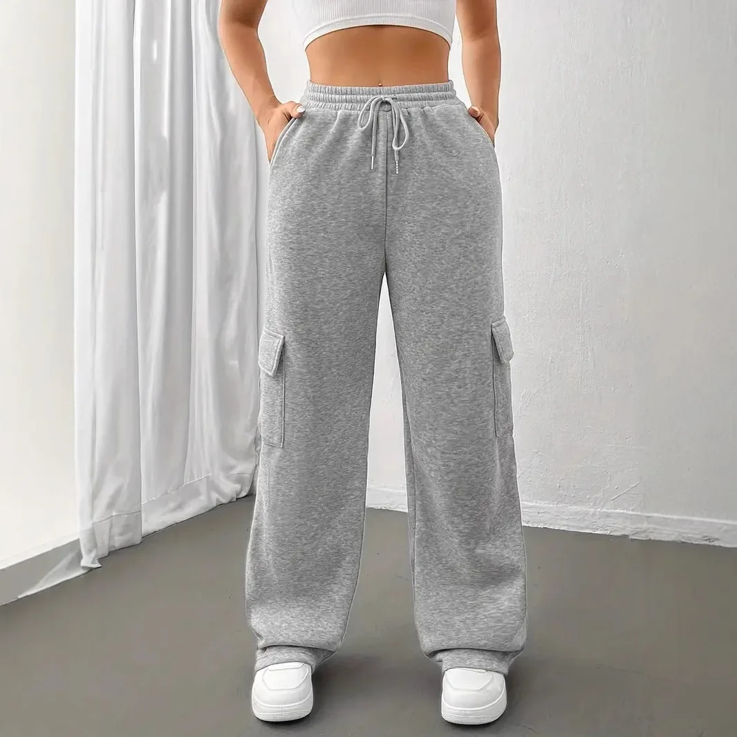 2025 Cross-border Amazon Foreign Trade New Women's Straight Overalls Sports and Leisure Loose Sweatpants Women Cw67869