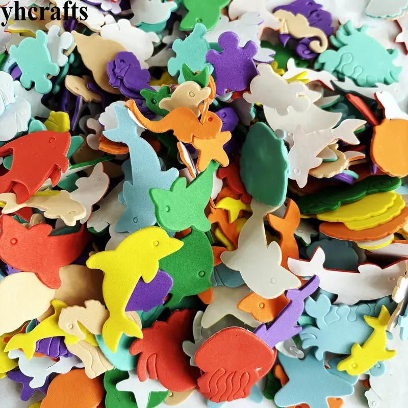 200PCS mix design animals fruit star hearts shape flower tree all in random shape foam stickers OEM on stock bulk wholesale