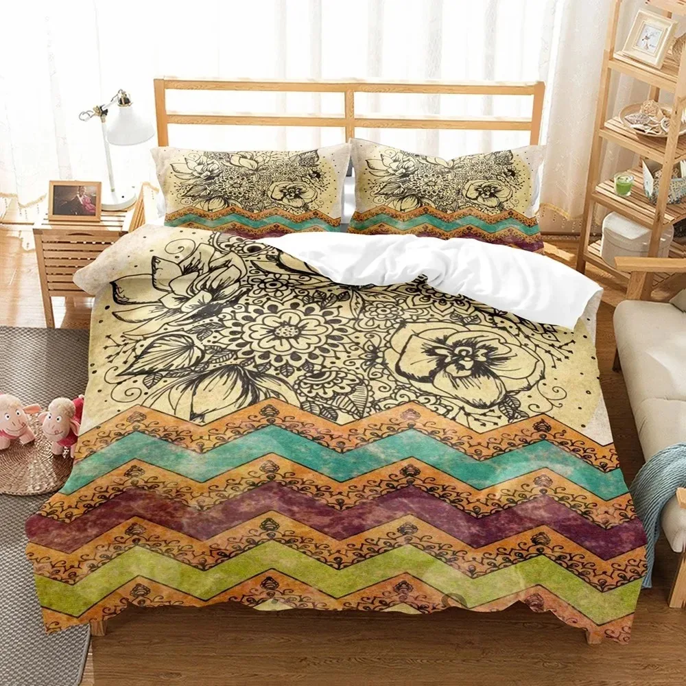 Mandala Flower Bedding Set Bohemia Elephant 3d Duvet Cover Sets Comforter Quilts Queen and King Size + 1-2pc Pillowcase Textile