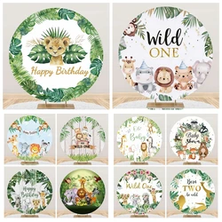 Wild One Jungle Safar 1st Birthday Round Backdrop Photography Baby Shower Portrait Photographic Party Decor Circle Background