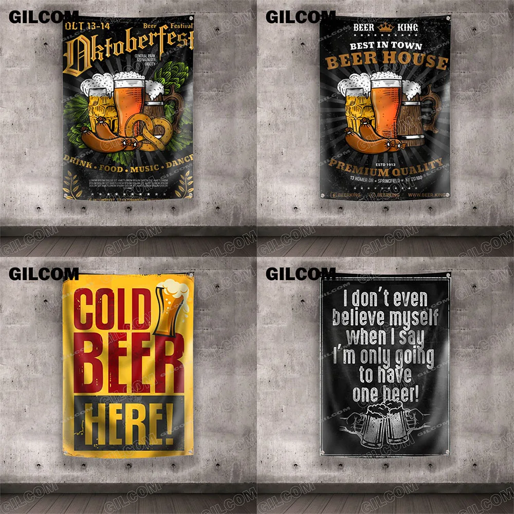 Beer Bar Flag Drink Poster Advertise Logo Premium Quality Sport Outdoor Club Digital Printing Banner Brass Grommet Performance