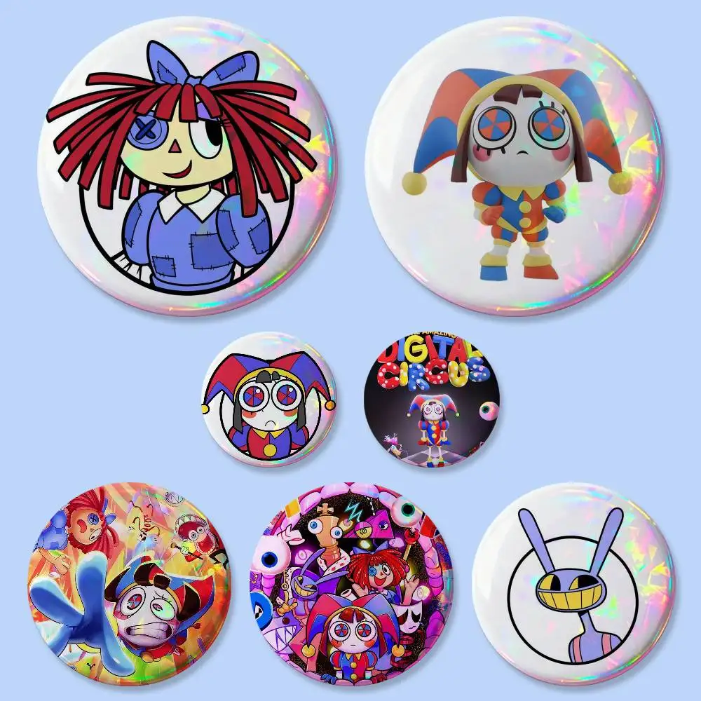 1 unidad de insignias redondas de circo animado digital de 25, 32, 44, 58, 75 mm, pin de cosplay, decoración para bolsos, regalos para fans, coleccionistas y amigos, broche, recuerdo