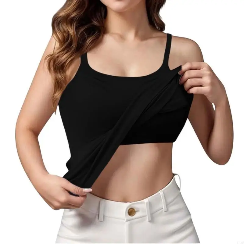 Y3NE Women's Shelf Bra Camisole Tops Built-in Bra Tops Casual Shirt Cami Top Soft Undershirts Workout Yoga Top