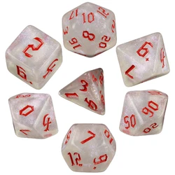 Glitter Polyhedral Dice Set 7pcs New Font for DND RPG Role Playing Board Game Tabletop