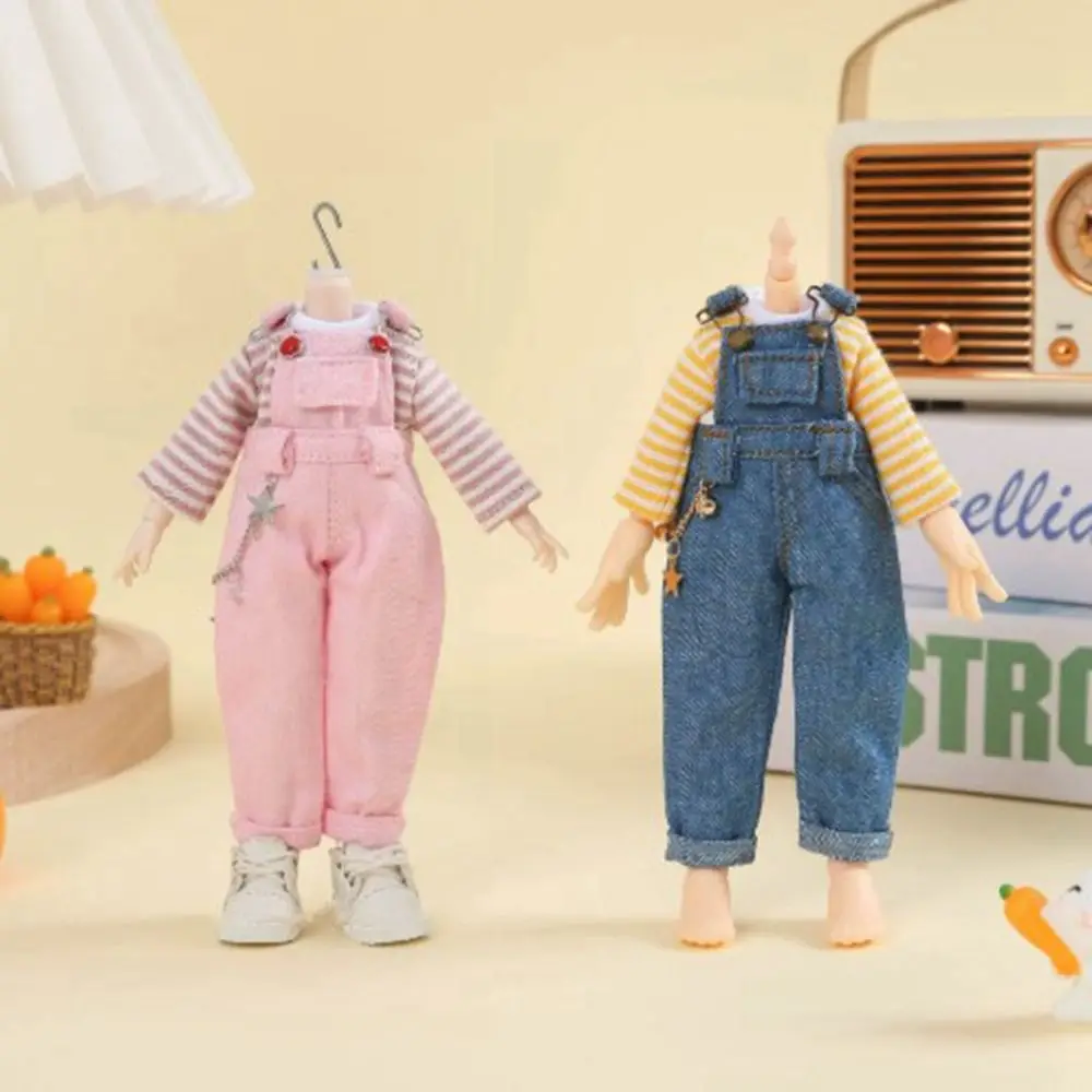 

New Fashion Princess Pants Casual Wears Jeans Overalls Clothes Cute Straps Denim Trousers for 1/12 Dolls DIY Accessories