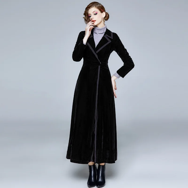 Women Trench Ankle Length Coats Pockets Long Sleeves Turn Down Collar Jackets Open Stitich Loose Casual Office Lady 2025 Autumn