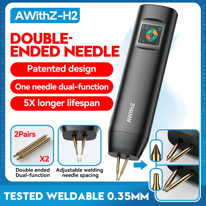 AWithZ Draagbare puntlasmachine DIY Handheld puntlasmachine 90 versnellingen Verstelbaar puntlassen voor 18650 lithiumbatterij