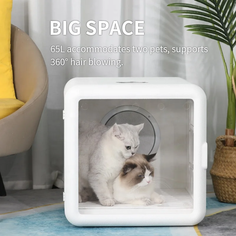 65L Eco-Friendly PE/ABS Material 1200W Pet Drying Cabinet Automatic Dryer for Cats Dogs Rabbits 4 Speeds 5-90 Min Timer Bathroom