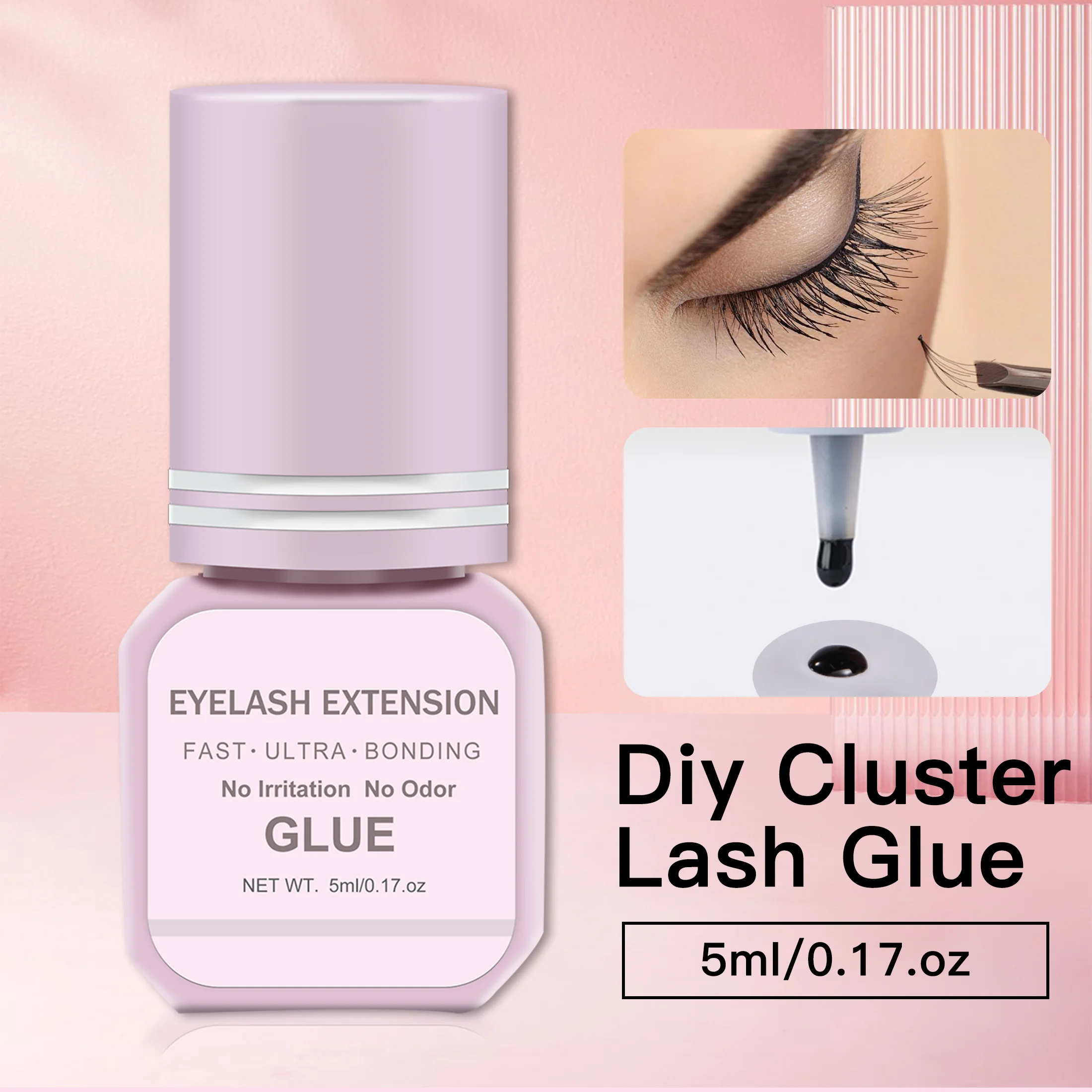 5ML long-lasting 7-day eyelash extension glue, odorless, low irritation, waterproof, eyelash extension glue for personal use.