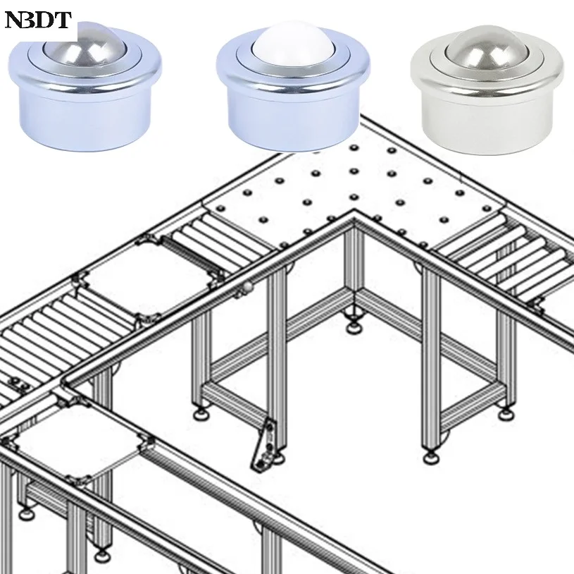 2Pcs Heavy SUS304 Nylon Ball Transfer Conveyor Drop-in Recessed Mounting