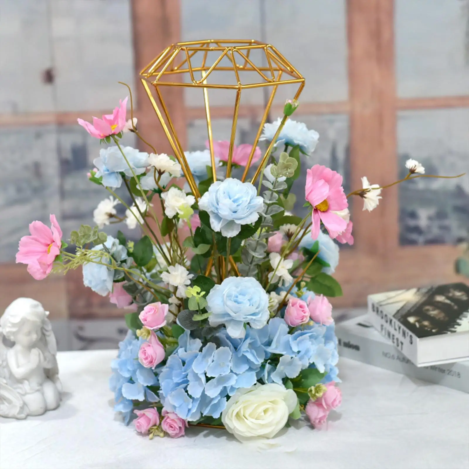 Soporte de flores de boda con forma de diamante, moderno, para ceremonia de eventos de aniversario