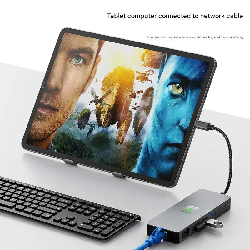 FC & EC 11 في 1 محطة إرساء من سبائك الألومنيوم من النوع C Hub 4KHD DP 100W PD Ethernet USB 3.2 قارئ بطاقات متوافق مع Mac Win