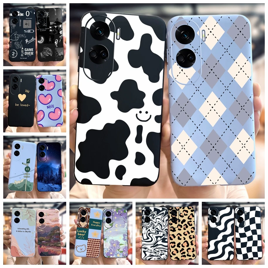 For Huawei Honor 90 Lite Case Lovely Cow Square Slim TPU Cover Soft Silicone Funda For Honor 90Lite CRT-NX1 Protector Phone Case