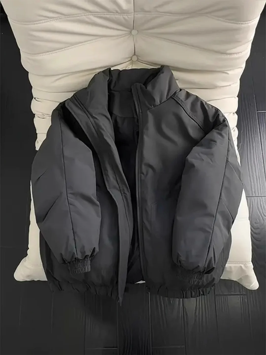 

Bla Thiened ort Cotton Jaet Men's Winter Warm Stand Collar Sle Outerwear Stand Fit Casual Faionable