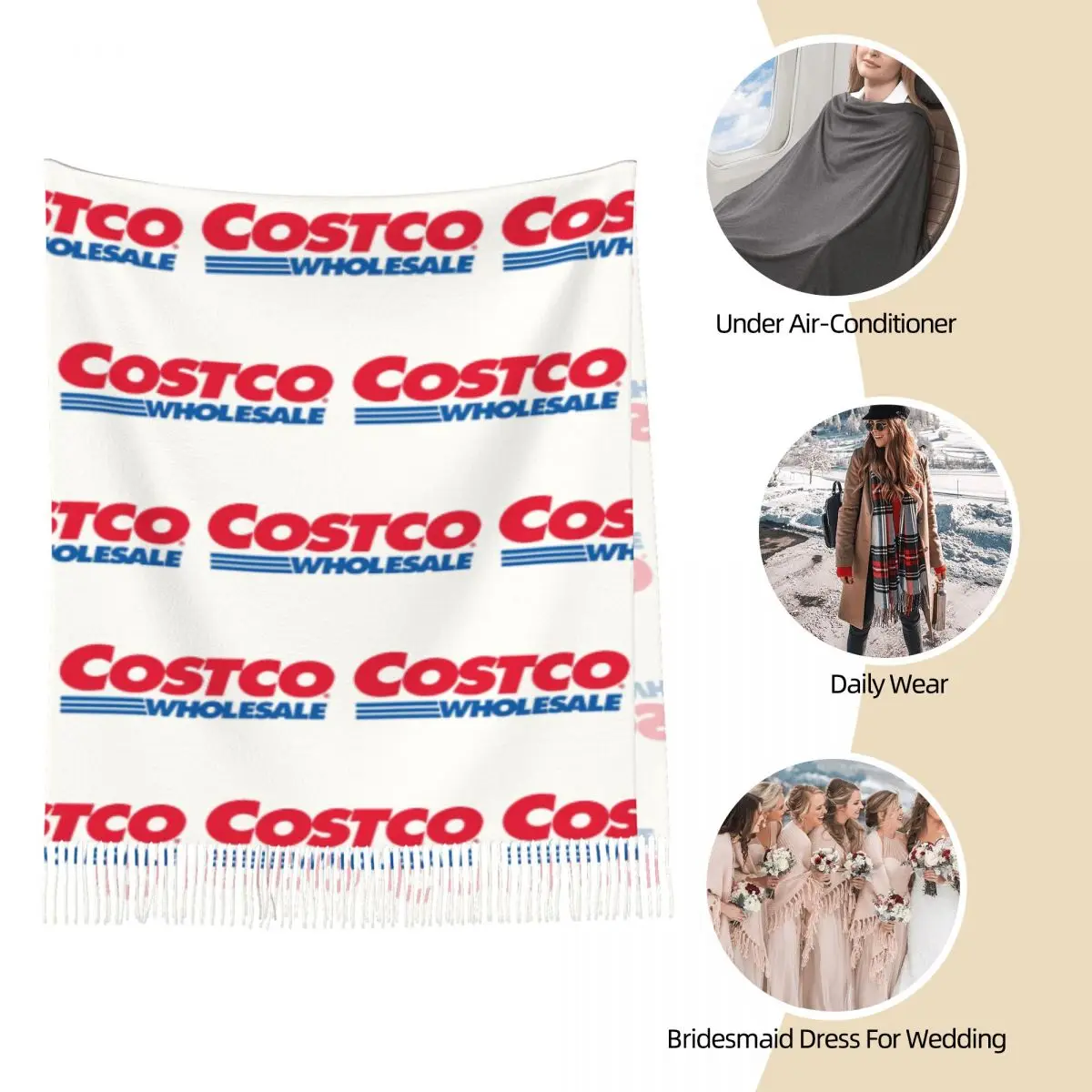 وشاح City Costco Dreams أوشحة شرابة للنساء شالات دافئة ناعمة ويلتف شال طويل للخريف والشتاء #3