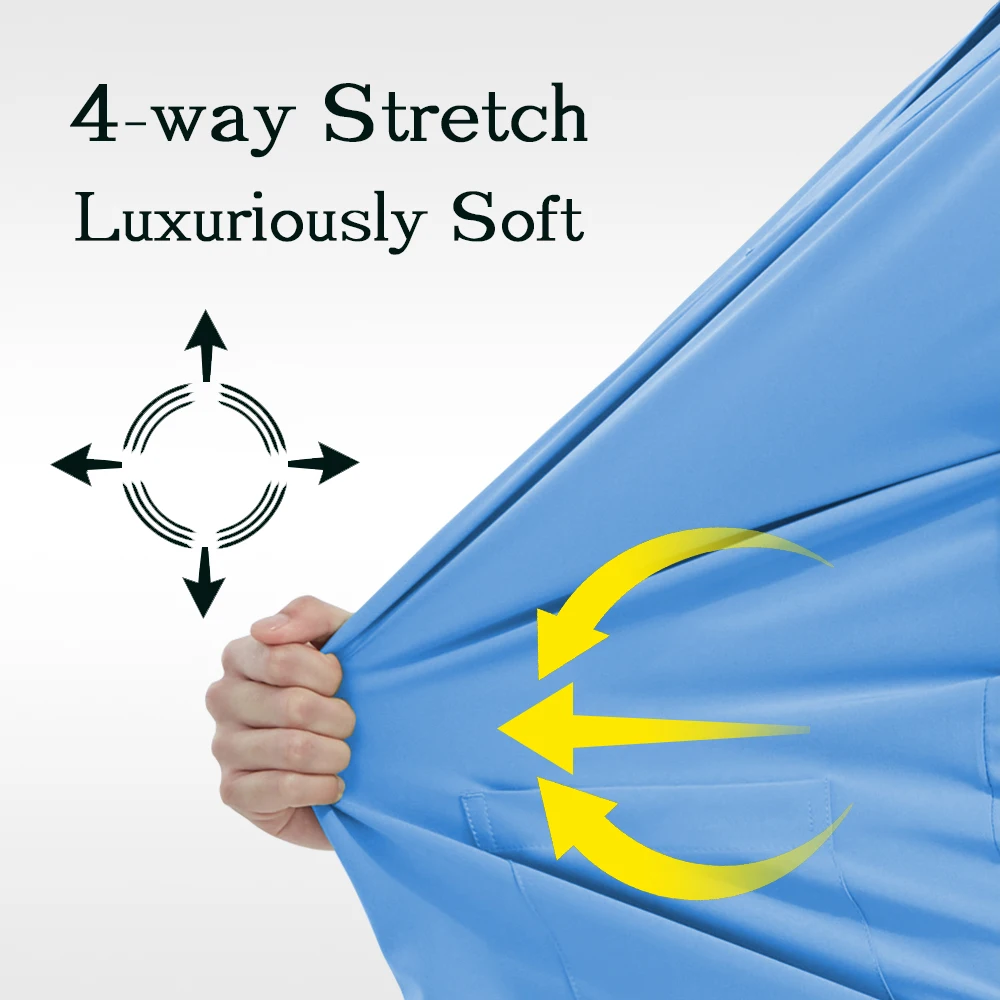 مجموعة فرك التمريض الزي الطبي المطاطي مكونة من 4 طرق ™   النساء الرجال مستشفى طبيب مشرط السريرية فرك سترة مجموعة طبيب الأسنان الطبيب البيطري البدلة