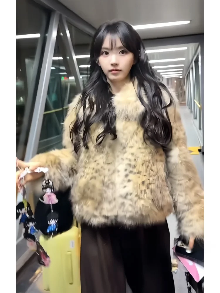 

Утепленная женская куртка с леопардовым принтом из искусственного меха, теплая зимняя повседневная куртка из полиэфирного волокна