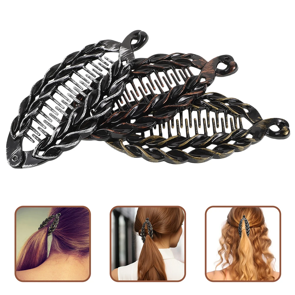 6 قطع من مشابك الشعر الموز المزخرفة لحامل ذيل الحصان السميك