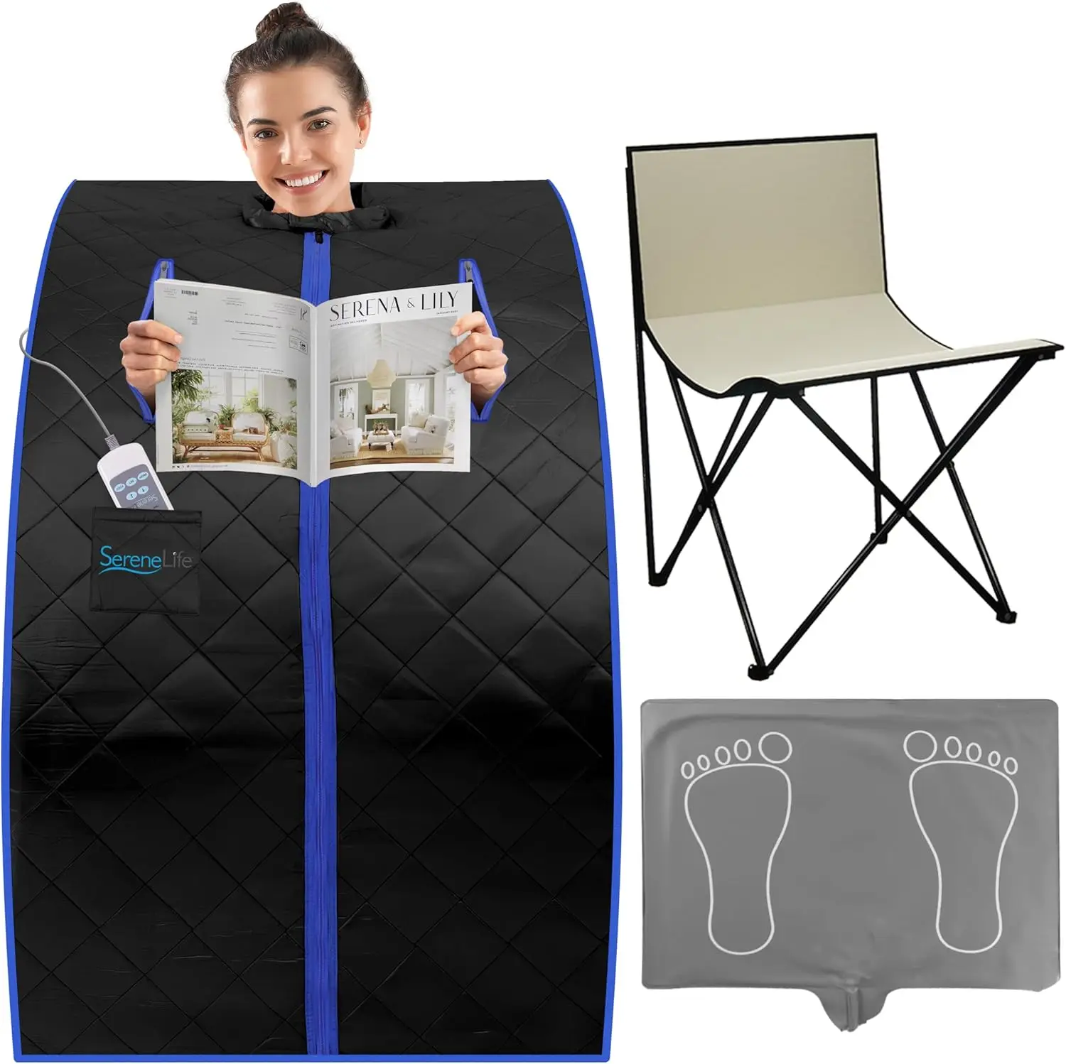 Portable Sauna for Home, Infrared Sauna Tent with Heated Foot Pad and Folding Chair, Compact Personal Rejuvenation Sa