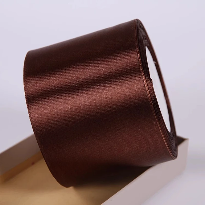 25 야드/롤 6mm ~ 75mm DIY 활 공예에 대 한 어두운 커피 리본 크리스마스 홈 장식 웨딩 선물 포장 의류 액세서리 리본