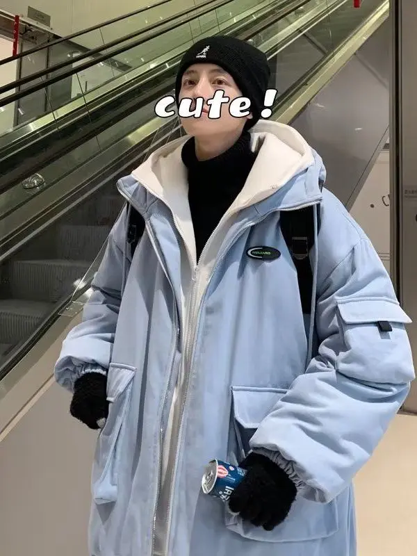 

Свободный крой, трендовая хлопковая куртка, рабочая одежда, мужская осенне-зимняя новинка, модное брендовое молодежное хлопковое пальто большого размера