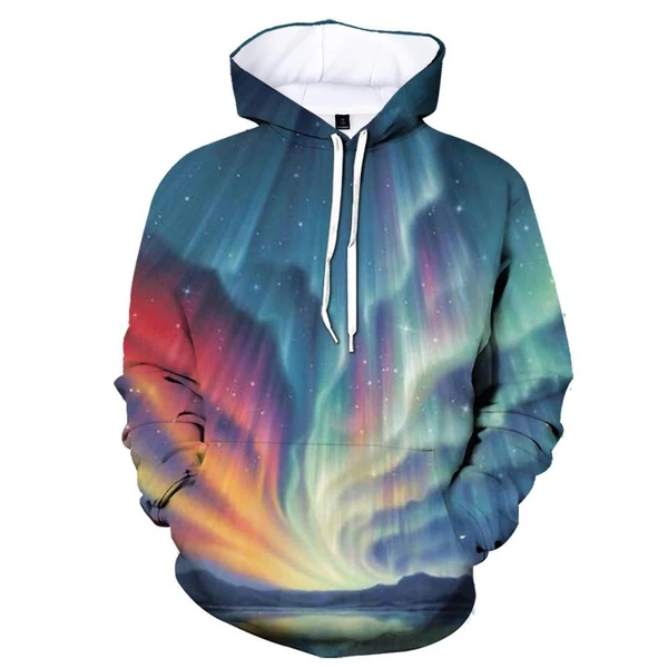 

Fashionable Colorful Aurora Galaxy Space 3D Printing Men/Women Casual hoodies Sweatshirt