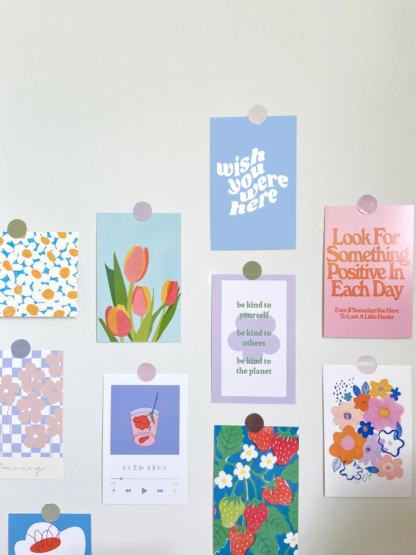 30 قطعة ملصقات الباستيل الدنماركية ، مجموعة ملصقات الحائط الباستيل الدانماركية ، ديكور غرفة الباستيل الدنماركية ، صور ديكور غرفة الفن الجدار ، بطاقة بريدية #3