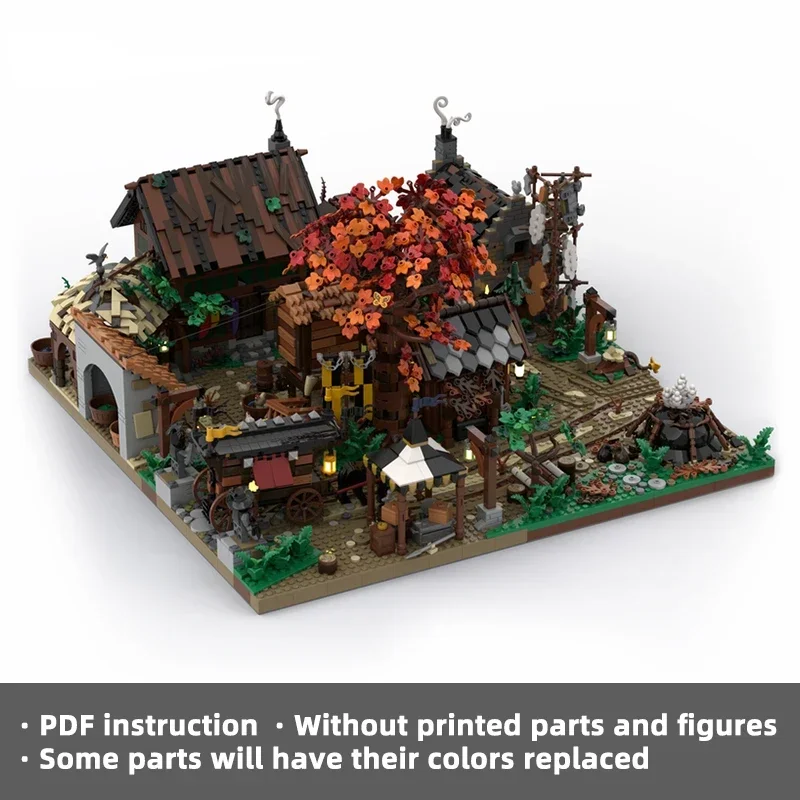 highly detailed medieval outskirts craftsmen district town bricks city camp house bricks architecture building moc middleagesChr