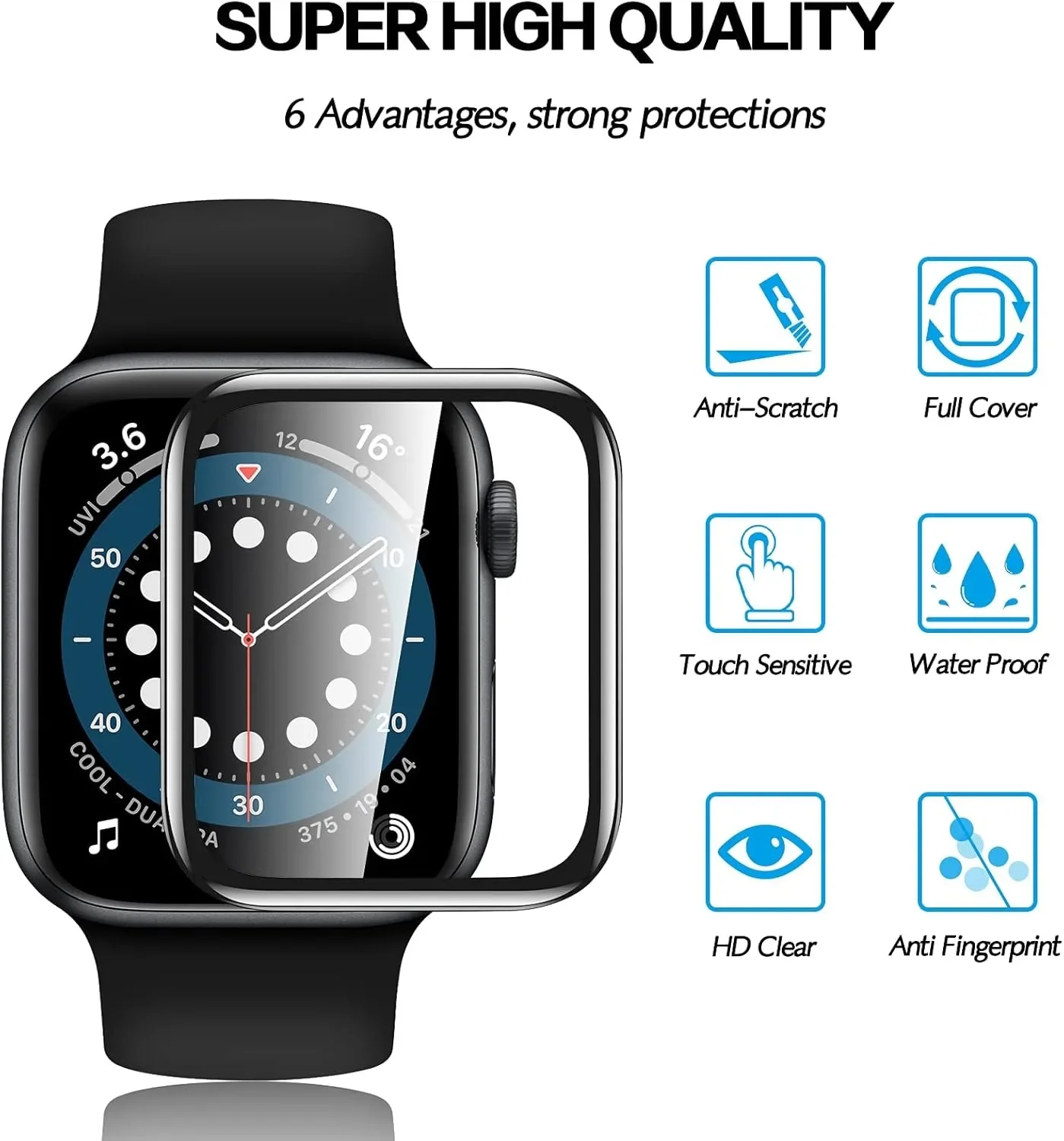 5 Stück Schutzfolie für Apple Watch 46 mm 42 mm 40 mm 41 mm 45 mm, gebogene Displayschutzfolien für iWatch Series 11 10 9 8 7 6 5 SE Ultra 49 mm – Detail 1