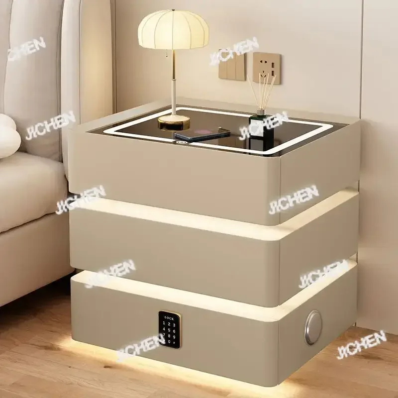 Прикроватные тумбочки HV, многофункциональный 3-ящик, умный комод, беспроводная зарядка через USB, светодиодный прикроватный шкаф с подсветкой