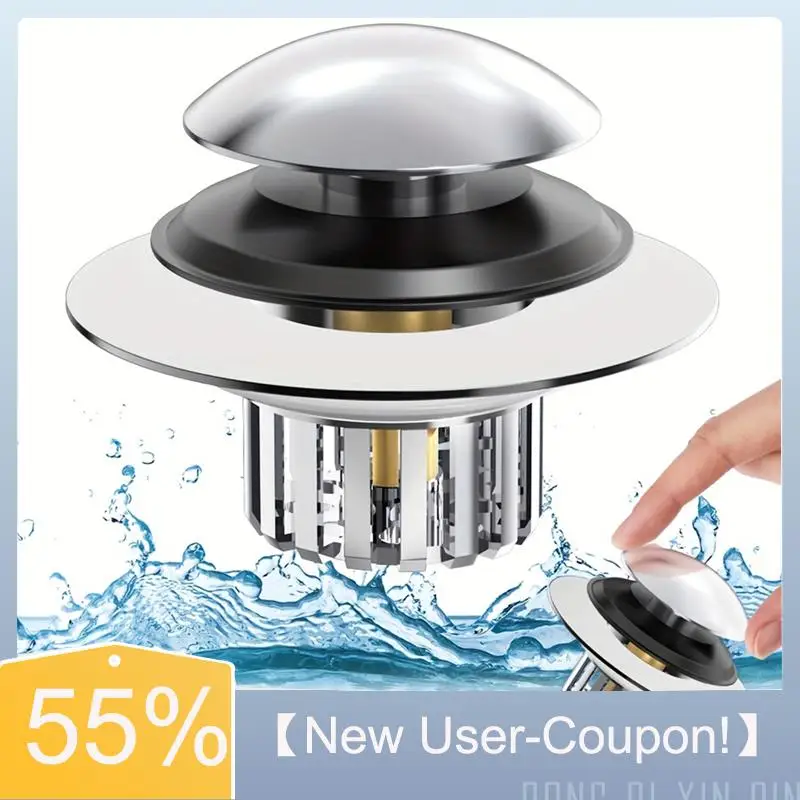 A81M Nieuw - Koperen kuipplug, Catcher 2-in-1 -Up-ontwerp, haarvangst voor aftapplug met anti-verstoppingsfiltermand voor bad