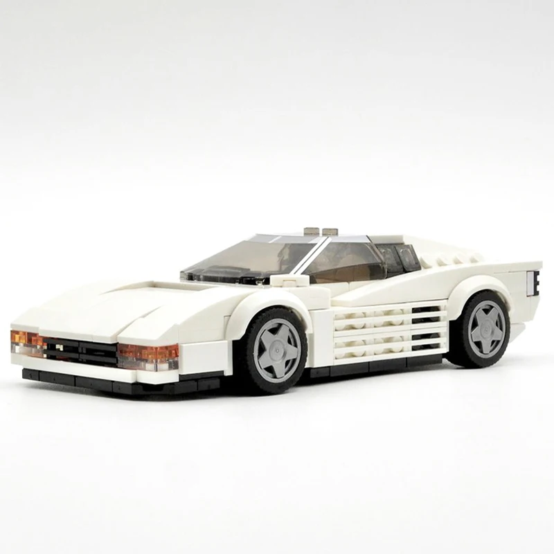 325pcs MOC Ferrariess Testarossa Miami Vice white city Champions Model Building Blocks Architecture Christmas Gift Toy Craft 3D