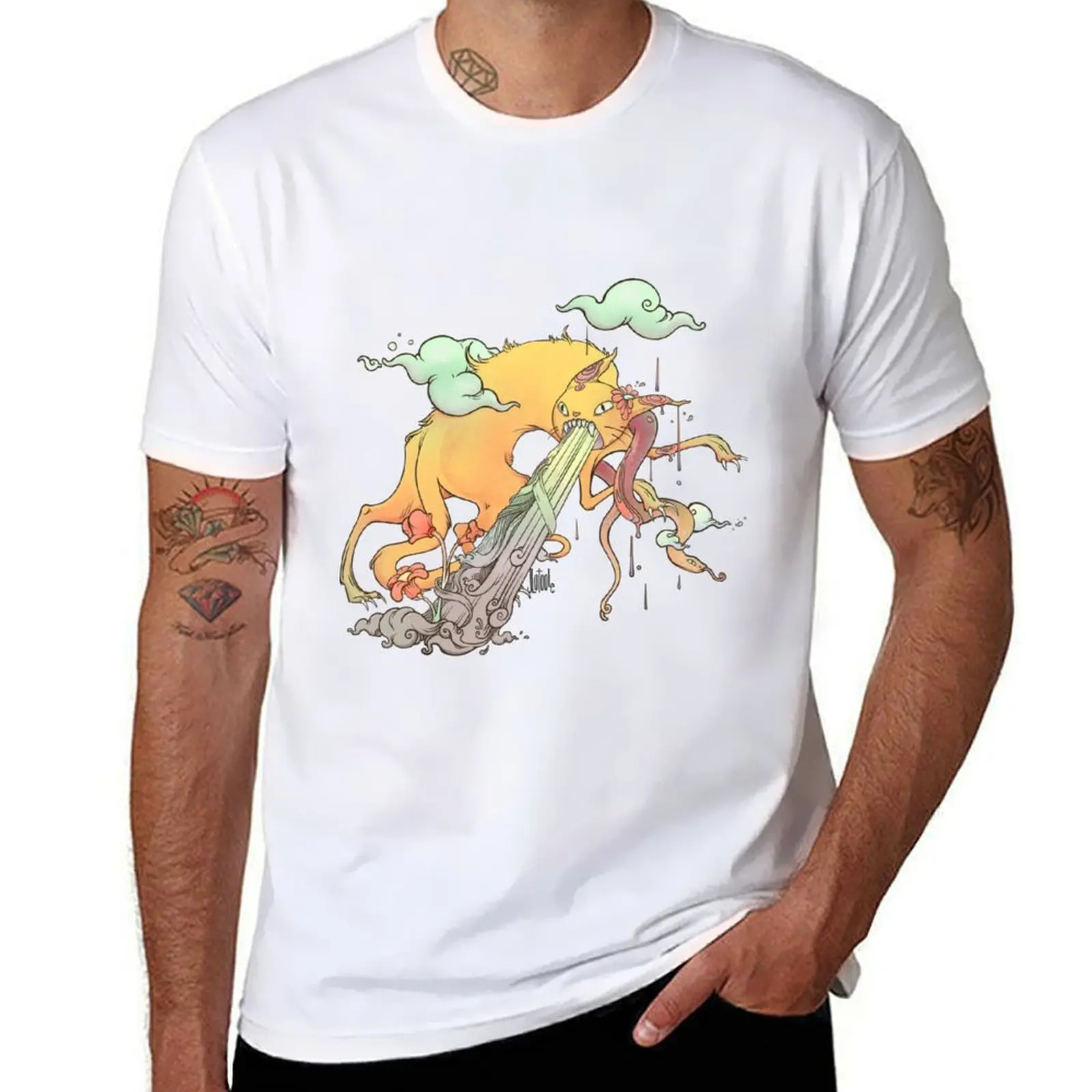 

Strange Cat And Snake Surreal Art T-Shirt man t shirt luxury t shirt custom print T-Shirt
