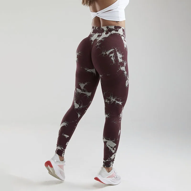 INNOVA celana Yoga ikat celup untuk wanita, celana legging olahraga motif marmer ungu coklat, celana Leggins kebugaran Gym wanita, celana Leggins untuk wanita