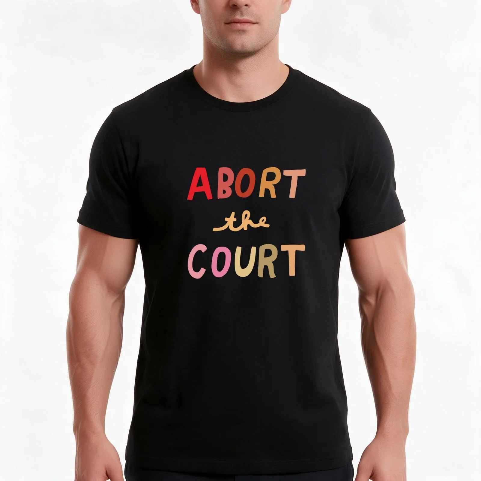 Abort the Court! T-Shirt, Summer Casual Cotton Tee, Oversized Streetwear Tops, Vintage Graphic Print, Loose Fit Short Sleeve