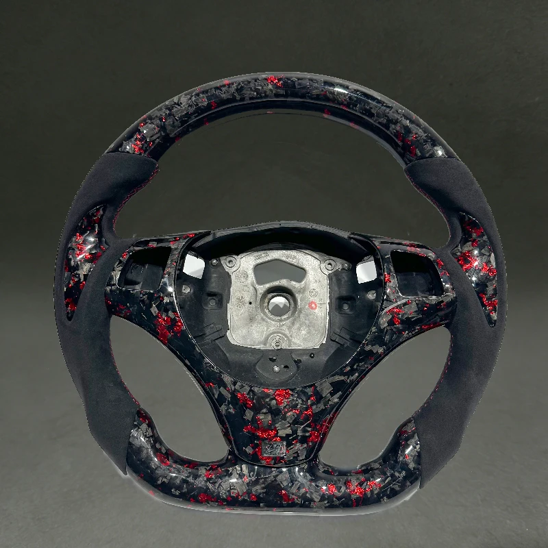 

Steering Wheel with Red Forged Carbon Fiber for BMW E92 E90 E93 E91 330i 325i 320i with Flat Bottom Real Quality New Arrivel DIY