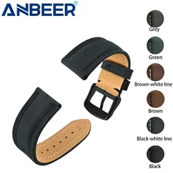 ANBEER Vintage Leather Watch Starp 14mm15mm16mm18mm 19mm 20mm21mm 22mm 23mm 24mm Watch Band for Men,Women Replacement