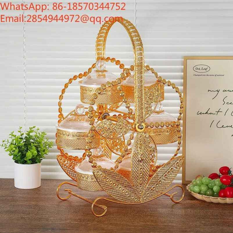 Windmill Rotating Fruit Tray Iron Acrylic Nut Snack Storage Box for Home Living Room Decoration